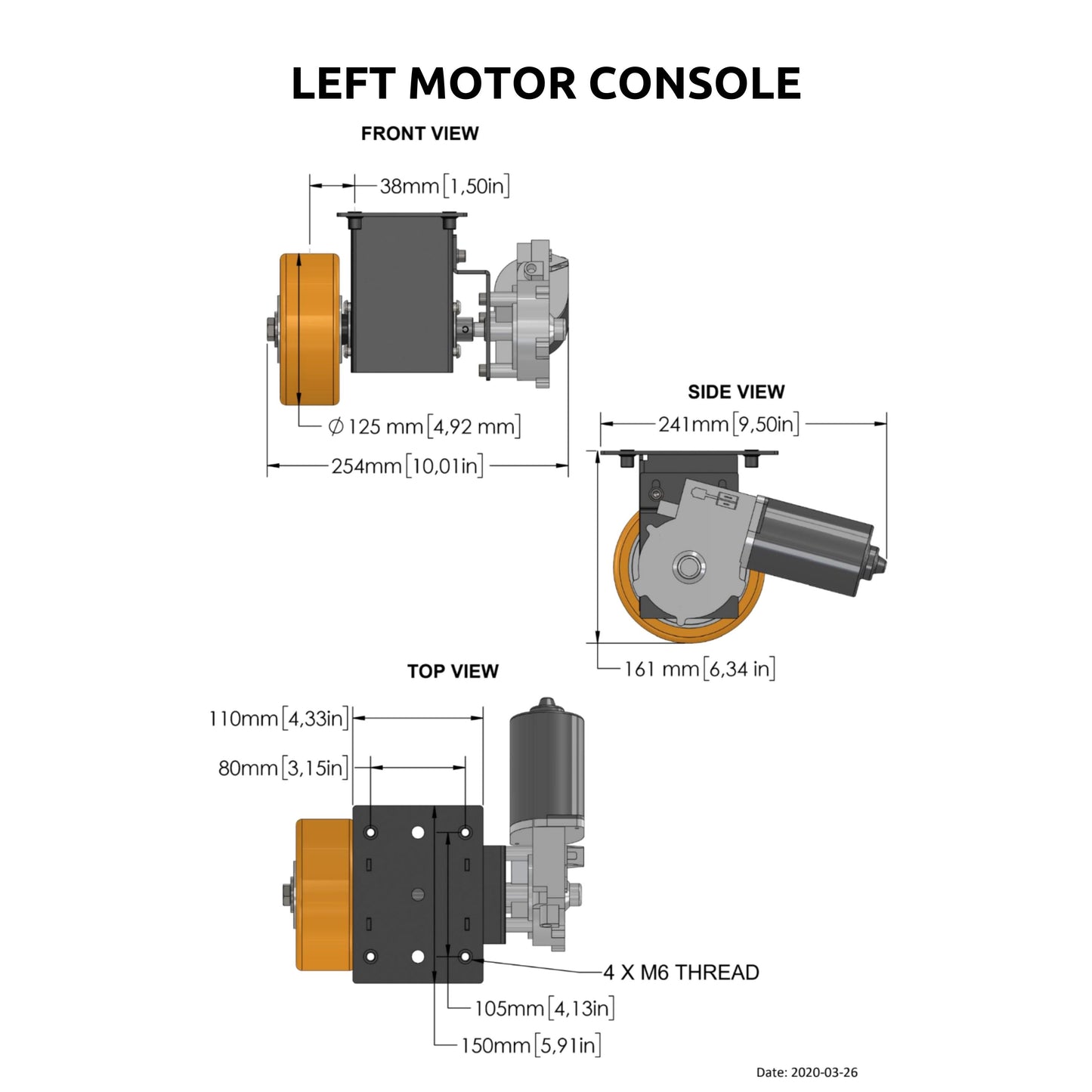 Motor Console 125mm Wheel