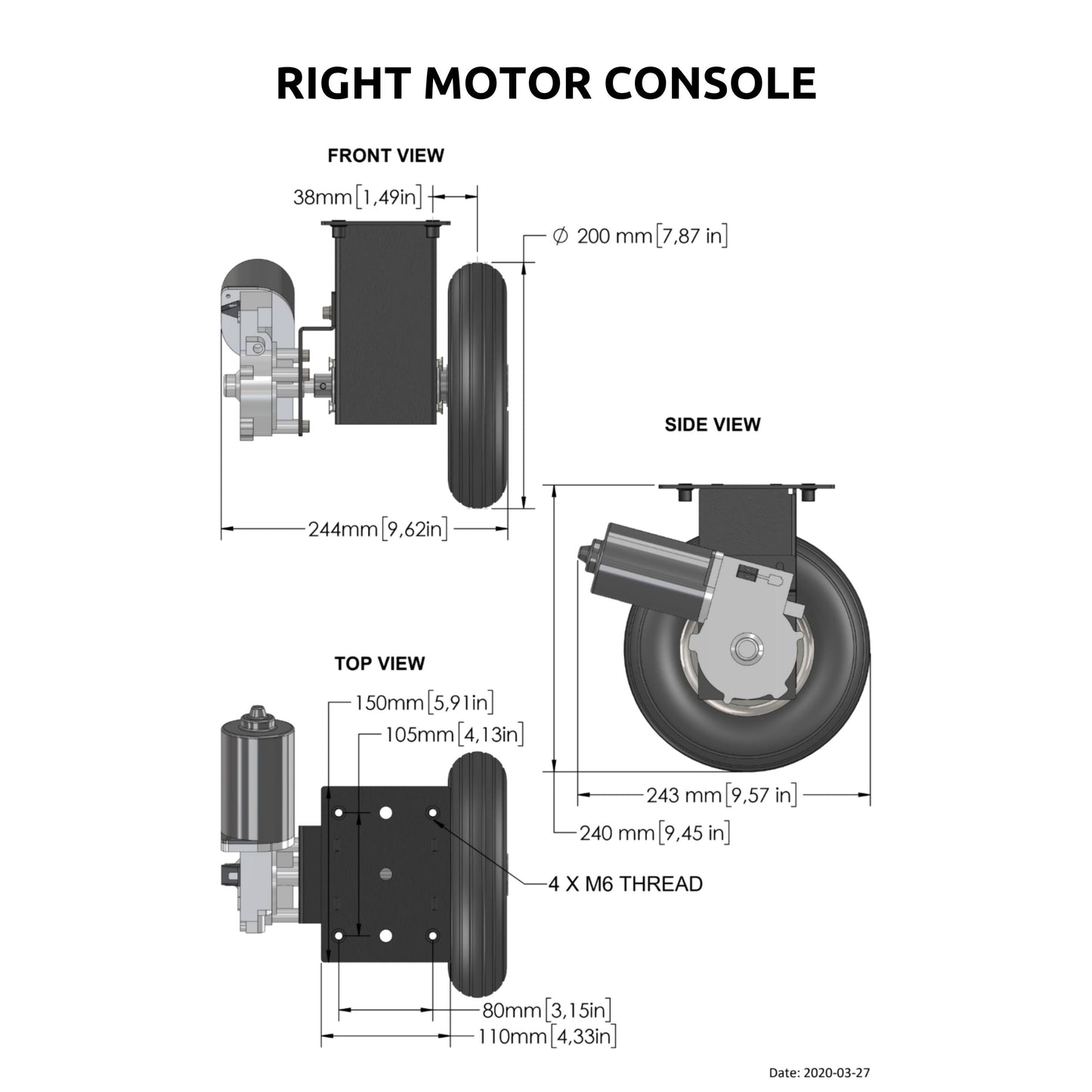 Motor Console 200mm Wheel