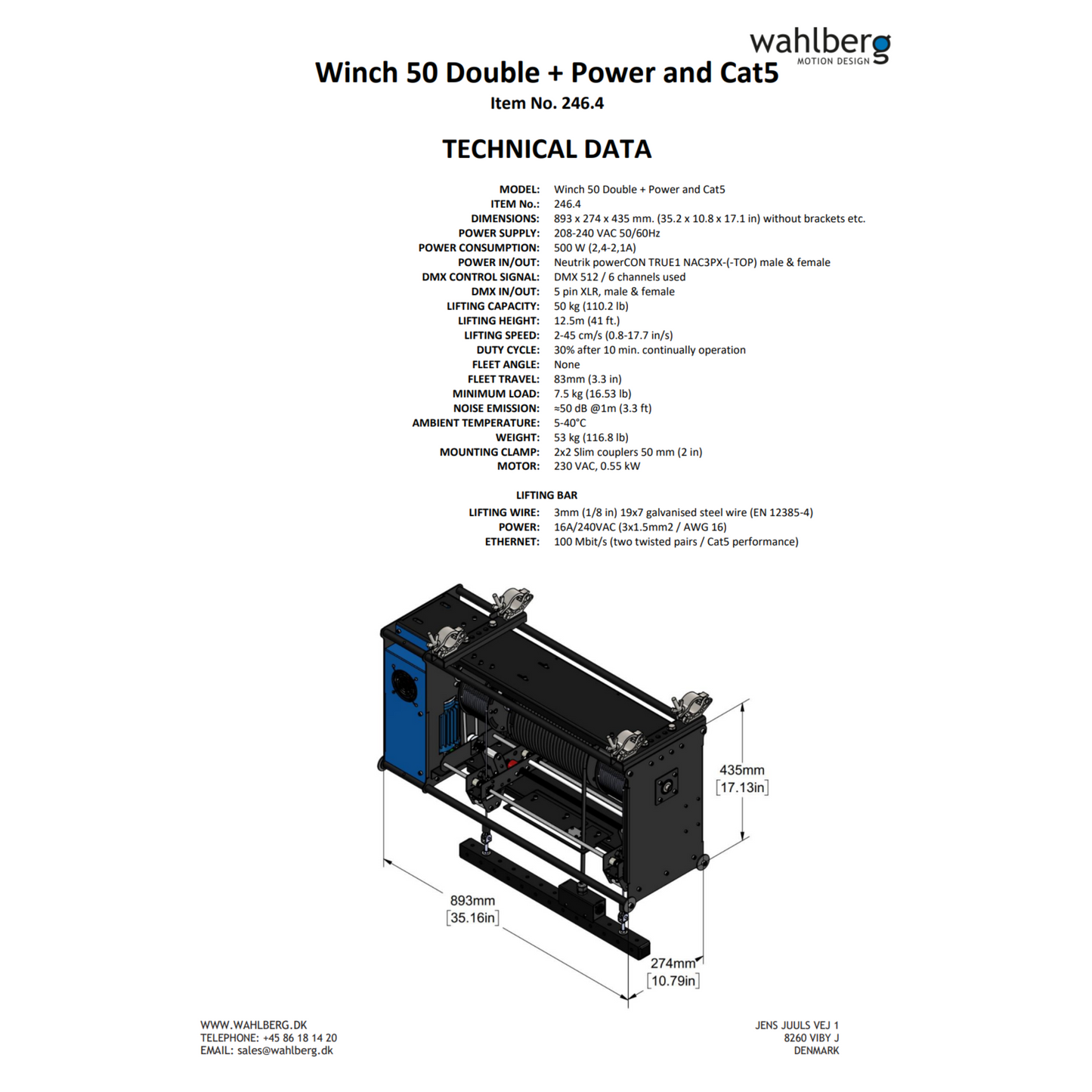 Winch 50 Double + Power and Cat5
